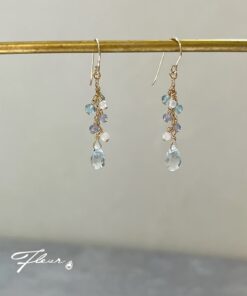 Fleur 14KGF 寶石系耳環 - 冰晶藍
