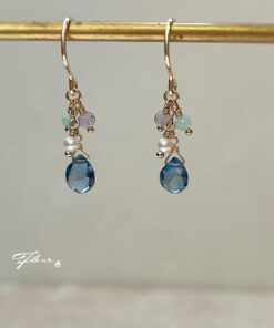 Fleur 14KGF 寶石系耳環 - 深邃藍