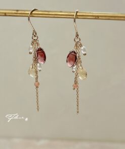 Fleur 14KGF 寶石系耳環 - 霞光
