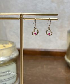 10K 紅寶石愛心耳環:圖片 3