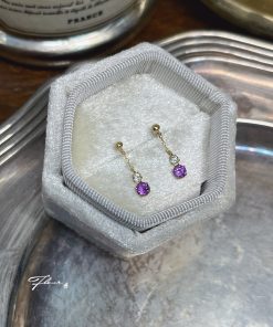 Alternative view of 10K 搖曳感紫水晶托帕石耳環