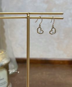 10K 月光石愛心耳環：圖片 3