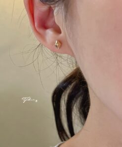18K 立體菱形耳環-玫瑰金色 - Image 5