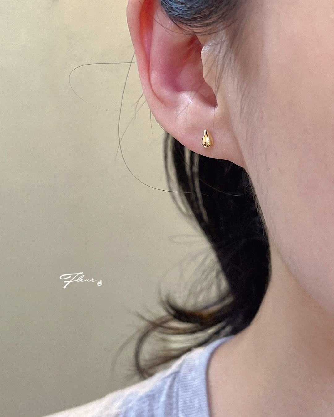 18K 立體小水滴耳環:圖片 3