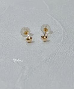 18K 立體小愛心耳環