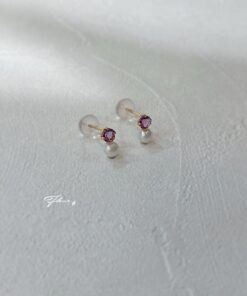 Alternative view of 10K 紫水晶珍珠精緻耳環