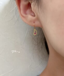 10K 紅寶石愛心耳環:圖片 6