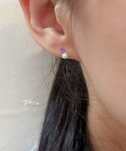 10K 紫水晶珍珠精緻耳環：圖片 4
